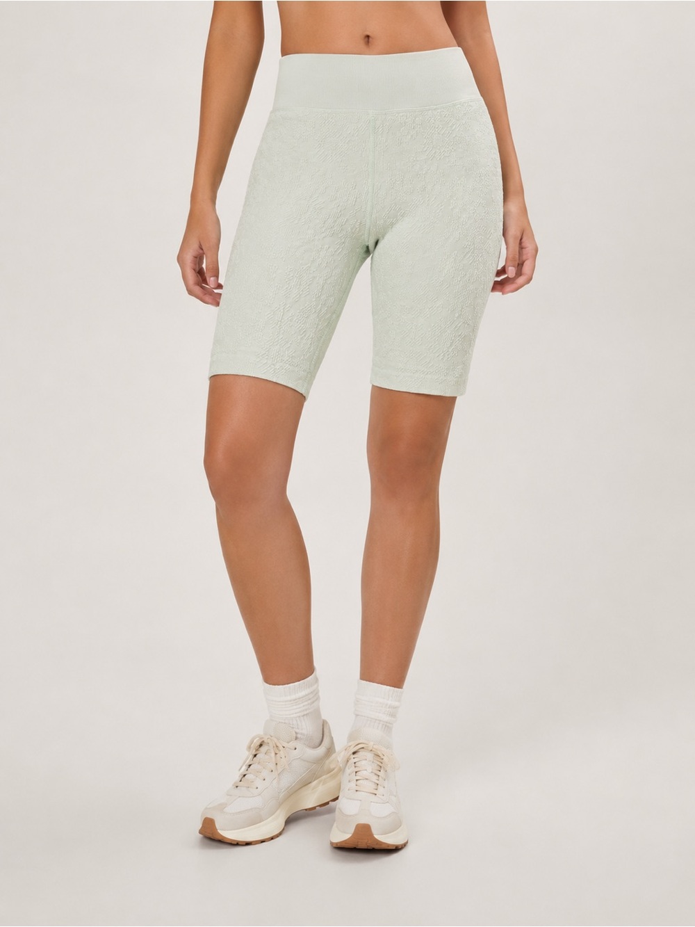 High-Rise Bike Shorts in Light Sage Green